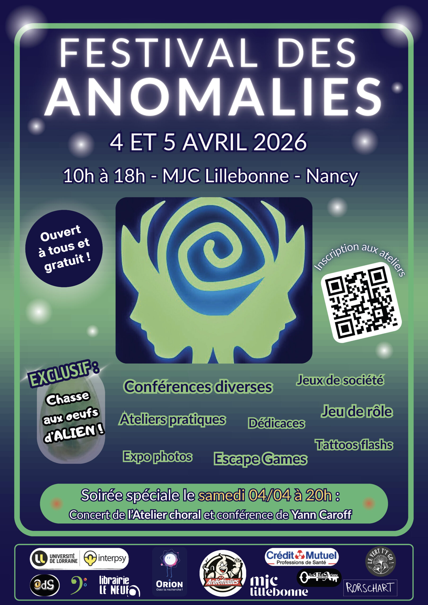 Festival des Anomalies 4 et 5 AVRIL 2026 10h à 18h MJC Lillebonne – Nanncy